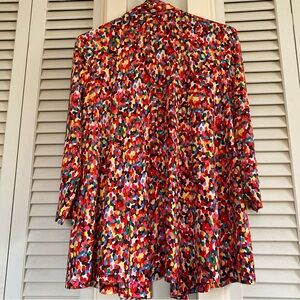 Travel Elements Women's Slinky Multicolor Print Open Front Artsy Jacket Medium